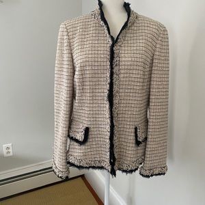 Dana Buchman Pink Tweed Jacket with chiffon edging
